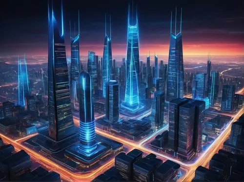 cybercity,cybertown,cyberport,metropolis,futuristic landscape,coruscant,megalopolis,guangzhou,cyberia,cyberworld,cityscape,microdistrict,megapolis,megacorporation,futuregen,capcities,city cities,ctbuh,futuristic,cyberview,Illustration,Retro,Retro 09