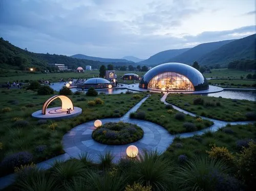 earthship,roof domes,igloos,domes,tulou,futuristic landscape,odomes,futuristic architecture,ecovillages,luxury hotel,yurts,roof landscape,grass roof,ecovillage,hemsedal,ecotopia,biospheres,guizhou,golf resort,biomes