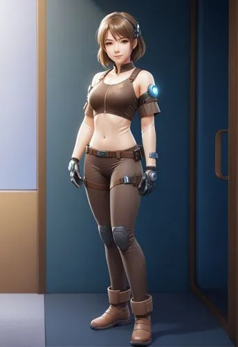 reference concept,a woman in a brown dress holding a tablet,mei,bobinska,bobinski,hypermastus,boobytraps,meka,Unique,3D,3D Character