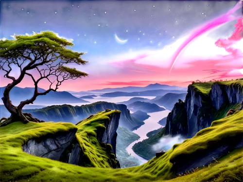 landscape background,purple landscape,fantasy landscape,cartoon video game background,nature background,dusk background,fantasy picture,mountain landscape,mountain scene,an island far away landscape,mountainous landscape,futuristic landscape,volcanic landscape,dune landscape,unicorn background,starclan,moon and star background,art background,crayon background,high landscape,Illustration,Black and White,Black and White 32