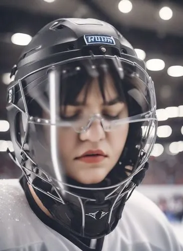 the hockey player is looking at the camera,wftda,astronaut helmet,slapshot,nwhl,hockey mask,byutv,Photography,Natural