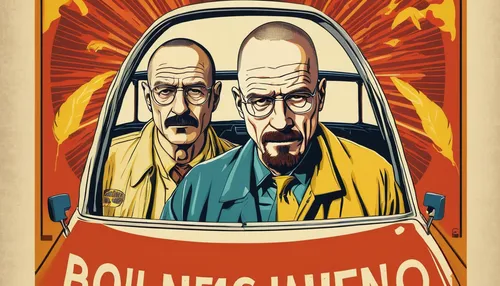 Illustrate a chilling Breaking Bad poster with the Los Pollos Hermanos logo,breaking bad,buñuelo,el boliche,duo,bobó,zunzuncito,men,propaganda,albuquerque,bò 7 món,the cuban police,heroes,bolonka,the 