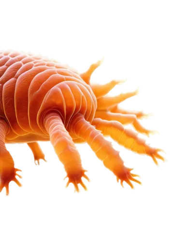 Microscopic, tardigrade, water bear, eight legs, claws, transparent body, microscopic details, aquatic environment, soft focus, shallow depth of field, warm lighting, macro photography, close-up, 3/4 