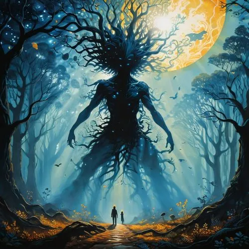 spriggan,treebeard,samuil,carcosa,forest man,ignagni,lovecraftian,creepy tree,treepeople,skinwalker,ents,ryuk,tree man,shamanic,scarecrow,druidic,shaman,shamanism,eldritch,moonsorrow,Illustration,Realistic Fantasy,Realistic Fantasy 25