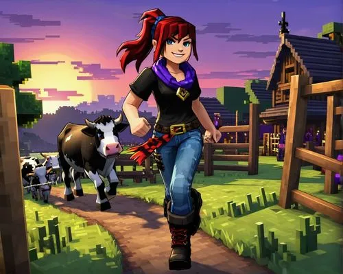 farm girl,farm background,barnyard,pony farm,cowman,farm set,Unique,Pixel,Pixel 05