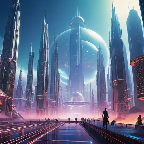 futuristic landscape,cybercity,coruscant,homeworlds,futuristic architecture,cyberworld,arcology,futuregen,homeworld,scifi,ringworld,sci fiction illustration,sci - fi,futurist,futuristic,cyberia,extrasolar,futurists,fantasy city,cyberport,Conceptual Art,Sci-Fi,Sci-Fi 19