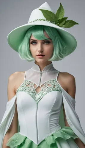 dahlia white-green,mint blossom,menta,marie leaf,green and white,swamp rose mallow,bridal clothing,the hat-female,womans seaside hat,beautiful bonnet,emerald,beach moonflower,cosplay image,the hat of the woman,ladies hat,sage color,linden blossom,lily pad,tree mallow,shrub mallow,Photography,General,Fantasy