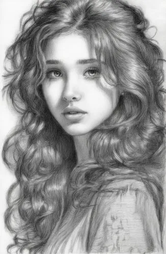 girl drawing,mystical portrait of a girl,girl portrait,young girl,portrait of a girl,mervat,Illustration,Black and White,Black and White 30