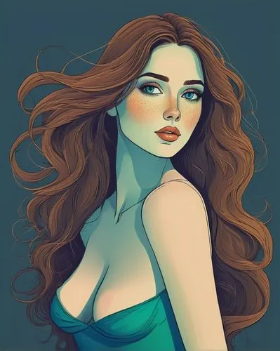 merida,poison ivy,mermaid vectors,vector illustration,game illustration,digital painting,fashion illustration,fantasy portrait,siren,digital illustration,portrait background,young woman,illustrator,fashion vector,nami,woman portrait,retro woman,turquoise,digital art,pin-up girl