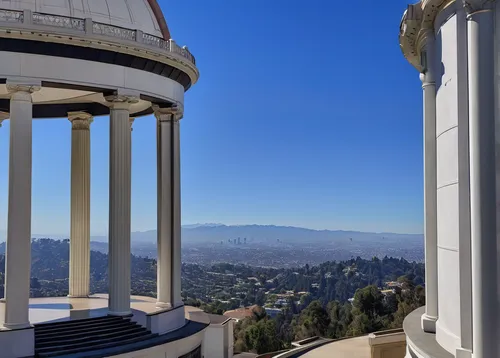 griffith observatory,observatory,getty centre,the observation deck,greek temple,mount wilson,doric columns,observation deck,granite dome,360 ° panorama,ancient greek temple,marble palace,skyscapers,los angeles,rotunda,beverly hills,three pillars,observation tower,panoramic views,lookout tower,Art,Classical Oil Painting,Classical Oil Painting 40