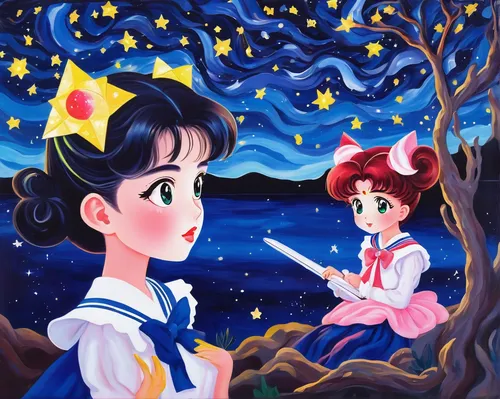 moon and star,starry sky,starlight,stars and moon,falling star,falling stars,the moon and the stars,fairy tale,stargazing,the stars,star sky,dream world,clear night,princesses,fairy world,star winds,wonderland,magical adventure,night stars,sailor,Art,Artistic Painting,Artistic Painting 38