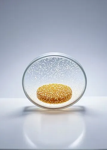 Mysterious yeast, laboratory setting, petri dish, microscope, bright light, detailed texture, white background, round shape, soft focus, shallow depth of field, warm lighting, cinematic composition, s