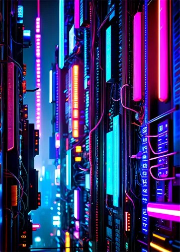 cybercity,cyberscene,synth,cyberworld,wires,abstract retro,metropolis,cybertown,mainframes,polara,cyberia,synthetic,colorful city,microdistrict,cyberspace,neon arrows,pixel cells,cyberview,cyberpunk,neon light,Conceptual Art,Sci-Fi,Sci-Fi 26