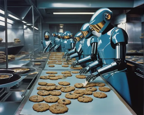 food processing,assembly line,bake cookies,baking cookies,cookies,robots,automation,robotics,droids,bot training,machine learning,industrial robot,baking equipments,riveting machines,mass production,cookie jar,gingerbread maker,automated,gourmet cookies,pralines,Photography,Black and white photography,Black and White Photography 14