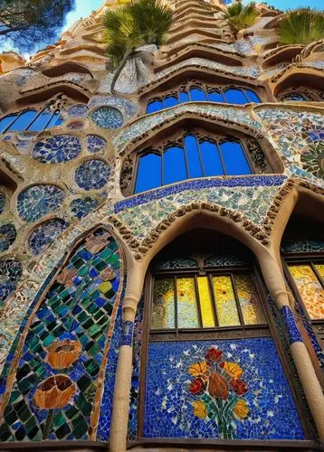 Barcelona, Spain, Gaudí architecture tour, Sagrada Família, Casa Batlló, Park Güell, mosaic benches, intricate ironwork, Antoni Gaudí, modernist style, ornate façades, towering spires, grand staircase