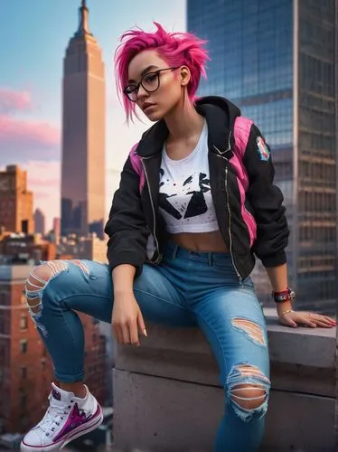 nyc,top of the rock,neopolitan,makonnen,vi,punk,pink hair,zarya,ny,pinklao,toni,above the city,wtc,1 wtc,ues,nia,soho,pink glasses,fab,punkish,Art,Classical Oil Painting,Classical Oil Painting 40