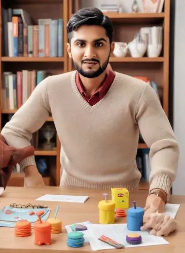 a figurine is shown as it sits on a table,natekar,ranveer,purab,akkineni,shahzaib,kunj,Digital Art,Clay