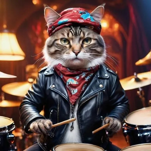 drummer,tom-tom drum,cat sparrow,hi-hat,rocker,bandleader,tom cat,street cat,biker,red tabby,rock and roll,vintage cat,red cat,tabby cat,rock 'n' roll,rock n roll,rock'n roll,cat warrior,cartoon cat,cat image