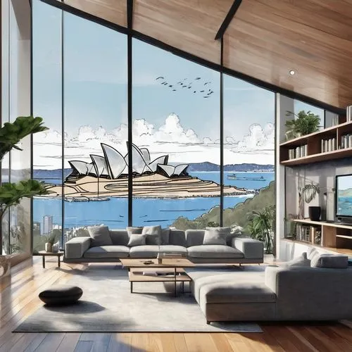 oceanfront,ocean view,modern living room,living room,livingroom,oceanview,seaside view,houseboat,sky apartment,sunroom,modern room,loft,house by the water,beach house,beachfront,floating huts,dreamhouse,ocean background,penthouses,beautiful home,Illustration,Black and White,Black and White 34