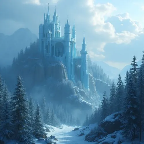 ice castle,winterfell,snow house,fairy tale castle,diagon,hogwarts,icewind,gondolin,fairytale castle,tirith,fantasy picture,castle of the corvin,elves country,thingol,hogsmeade,knight's castle,fantasy landscape,erebor,eyrie,highborn