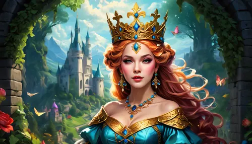 fantasy woman,fantasy art,fantasy portrait,queen of hearts,celtic queen,fantasy picture,fairy tale character,crown render,fairy tale icons,merida,fairy queen,queen cage,fairytale characters,queen crow