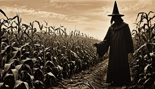 a scarecrow stands in the middle of a cornfield,corn field,agropecuaria,cornfield,cornfields,scarecrow,onion fields