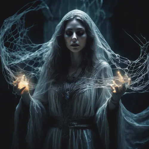 mystical portrait of a girl,the enchantress,the witch,sorceress,fantasy portrait,the snow queen,ghost girl,blue enchantress,priestess,faery,divination,dark art,faerie,mystical,mystic,spirits,ice queen,elven,ghostly,queen of the night,Conceptual Art,Fantasy,Fantasy 06