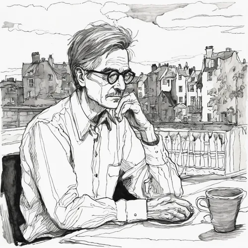 anton chekhov,parisian coffee,tilda,coloring page,coffee tea drawing,coffee tea illustration,office line art,andy warhol,ervin hervé-lóránth,hand-drawn illustration,warhol,digital drawing,digital illustration,journalist,artist portrait,smoking man,matruschka,david bowie,author,self-portrait,Illustration,Paper based,Paper Based 21