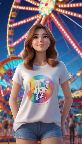 tdl,dcl,girl in t-shirt,wdl,3d albhabet,disneyfication,Unique,3D,3D Character