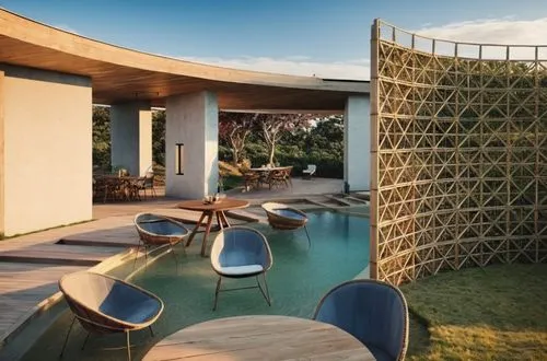 bertoia,garden design sydney,landscape design sydney,landscape designers sydney,trellises,wicker fence,dunes house,mid century modern,bamboo curtain,corten steel,outdoor furniture,geometric style,rattan,cubic house,pergola,honeycomb grid,platner,pool house,patio furniture,mid century house,Photography,General,Realistic