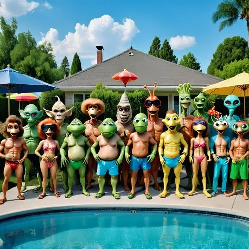 scandia gnomes,bikinians,swimming people,malakunas,caballeros,renderman,Photography,General,Realistic