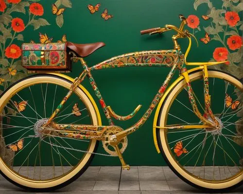 floral bike,bike pop art,bicycle,bicycle basket,old bike,woman bicycle,fahrrad,city bike,bicycles,velocipede,racing bicycle,hybrid bicycle,bike,bicycle frame,road bicycle,cyclo-cross bicycle,parked bike,bicycle part,bike land,tandem bicycle,Art,Artistic Painting,Artistic Painting 32