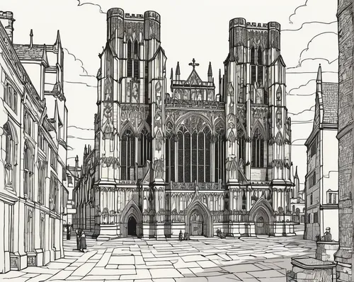 reims,metz,gothic architecture,notre-dame,notre dame,amiens,rouen,medieval architecture,notredame de paris,st-denis,buttress,townscape,cathedral,de ville,lyon,abbaye de belloc,york,gothic church,kirrarchitecture,paris clip art,Illustration,Vector,Vector 15