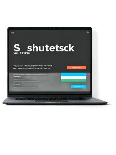 ShutterStock website, laptop screen, modern browser, bright white background, sleek interface, search bar, image thumbnails, price tags, subscription options, payment methods, colorful icons, subtle s