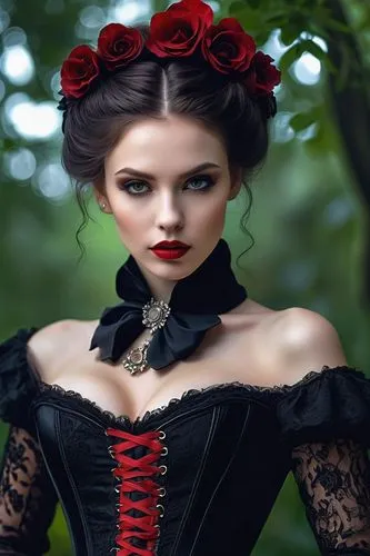 gothic fashion,gothic woman,victorian lady,gothic style,red roses,gothic portrait,red rose,black rose,vampire woman,gothic dress,black rose hip,vampire lady,wild roses,victorian style,queen of hearts,scent of roses,romantic look,gothic,wild rose,female doll,Photography,Artistic Photography,Artistic Photography 06