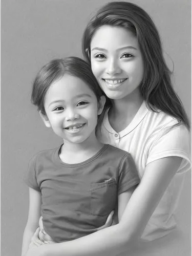 drawing pencil,portrait background,graphite,custom portrait,little girl and mother,grayscale,coloring picture,photo painting,mom and daughter,kids illustration,child portrait,digital photo frame,child