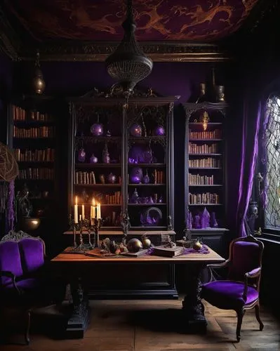 victorian room,dark cabinetry,inglenook,dining room,dark cabinets,apothecary,ornate room,purple wallpaper,reading room,danish room,scriptorium,study room,great room,wade rooms,victorian,breakfast room,bookshelves,bookcases,apothecaries,book wallpaper,Art,Classical Oil Painting,Classical Oil Painting 17