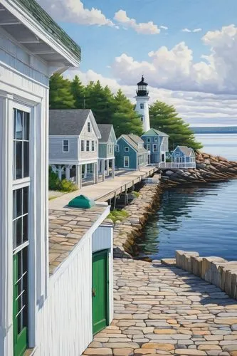 nantucket,seaside country,cape cod,mackinac island,boathouses,kennebunk,rockport,thimble islands,boothbay,cohasset,mattapoisett,scituate,edgartown,new england,martha's vineyard,damariscotta,marthas vineyard,stonington,pocasset,bar harbor,Conceptual Art,Oil color,Oil Color 05