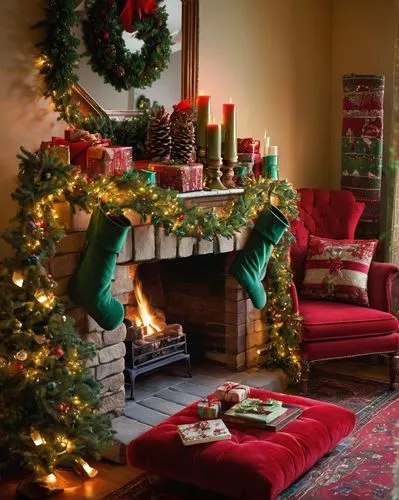 christmas fireplace,christmas room,christmas border,christmas gold and red deco,christmas buffalo plaid,christmas decor,christmas motif,christmas vintage,christmas landscape,buffalo plaid trees,christmas garland,fireplace,festive decorations,christmas scene,christmas house,vintage christmas,christmas background,fire place,christmas table,christmastime,Illustration,Realistic Fantasy,Realistic Fantasy 03