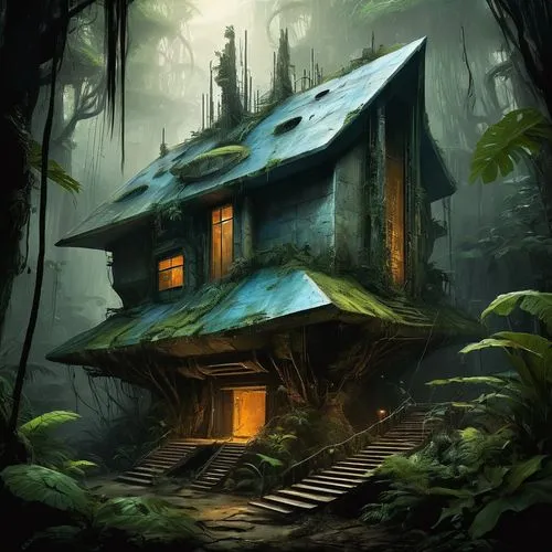 house in the forest,tree house,witch's house,lonely house,log home,treehouse,witch house,wooden house,house in mountains,abandoned place,abandoned house,house in the mountains,little house,tree house hotel,small house,the cabin in the mountains,ancient house,log cabin,haunted house,the haunted house,Illustration,Abstract Fantasy,Abstract Fantasy 18