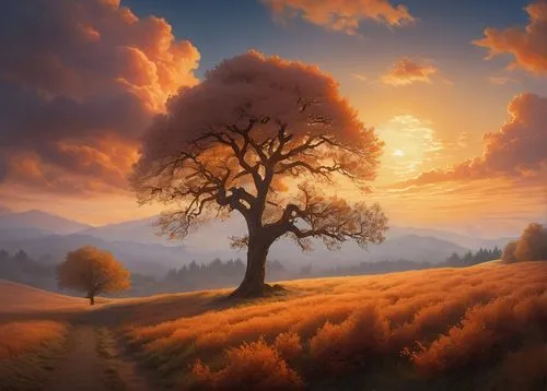 landscape background,lone tree,autumn landscape,meadow landscape,autumn tree,fantasy landscape,nature landscape,isolated tree,autumn background,nature background,landscape nature,beautiful landscape,fall landscape,rural landscape,autumn scenery,lonetree,nature wallpaper,home landscape,fantasy picture,autumn idyll,Illustration,Paper based,Paper Based 02