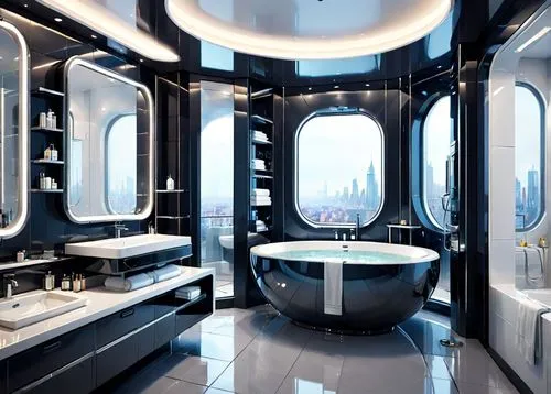 luxury bathroom,spaceship interior,beauty room,bath room,modern minimalist bathroom,penthouses,luxury home interior,interior modern design,bathroom,ensuite,cleanliness,interior design,vanities,futuristic architecture,3d rendering,art deco,ufo interior,sky space concept,modern decor,lavatory,Anime,Anime,General