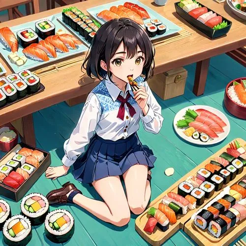 sushi set,sushi japan,sushi art,sushi,sushi plate,japanese cuisine,sushi boat,japanese meal,japanese food,kani,nori,kawaii food,sashimi,sushi roll images,omakase,tatsushi,bento,nogaideli,bentos,sushi rolls,Anime,Anime,Traditional