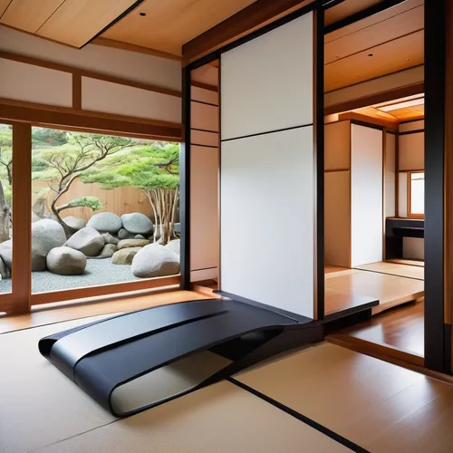 japanese-style room,ryokan,japanese architecture,tatami,sliding door,bamboo curtain,japanese zen garden,japanese style,japanese-style,room divider,modern room,zen garden,interior modern design,japanese patterns,wooden windows,window covering,window treatment,japanese garden ornament,inverted cottage,canopy bed,Conceptual Art,Sci-Fi,Sci-Fi 10