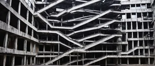 hejduk,multi storey car park,deconstructivism,scampia,sanatoriums,deconstructivist,parkade,interlace,abandoned building,atrium,tschumi,dilapidation,morphosis,brutalist,steel sculpture,steel stairs,hashima,brutalism,constructivism,seidler,Photography,Documentary Photography,Documentary Photography 23