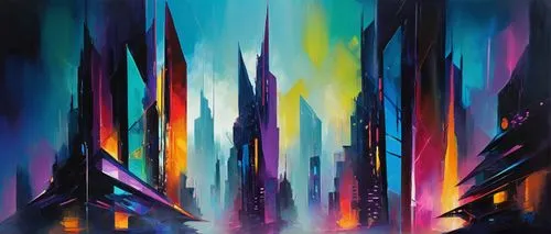 cityscape,colorful city,futuristic landscape,metropolis,coruscant,fantasy city,city skyline,cybercity,skyscrapers,art deco background,cityscapes,spires,world digital painting,megalopolis,city scape,urbanworld,atmospheres,city cities,kaleidoscape,shard of glass,Conceptual Art,Oil color,Oil Color 20