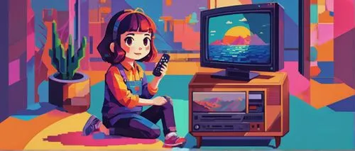 girl at the computer,retro girl,tv,television,computer art,trip computer,atari,vector girl,retro television,computer,amiga,c64,digitalart,digiart,atari 2600,retro background,retro styled,pixel art,retro woman,digital,Conceptual Art,Oil color,Oil Color 25