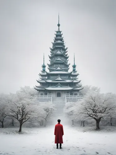 white temple,asian architecture,hall of supreme harmony,stone pagoda,forbidden palace,pagoda,winter house,buddhist temple,chinese architecture,drum tower,winter background,chinese temple,korean village snow,japanese architecture,temple fade,snow house,the cold season,matsumoto castle,snow scene,red coat,Photography,Documentary Photography,Documentary Photography 04