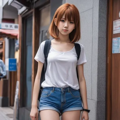 street shot,mariko,anri,shibuya,girl in t-shirt,miniskirted,ayami,ayaka,short,jiarui,japanese woman,anime japanese clothing,miniskirt,suzuko,chihiro,ayumi,natsumi,jean shorts,gakki,asian girl,Photography,General,Realistic