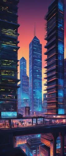 cityscape,cybercity,tokyo city,shanghai,shinjuku,skyscrapers,colorful city,evening city,guangzhou,city at night,city skyline,cybertown,tokyo,makati,city scape,highrises,high rises,futuristic landscape,dusk,skyscraper,Conceptual Art,Oil color,Oil Color 18